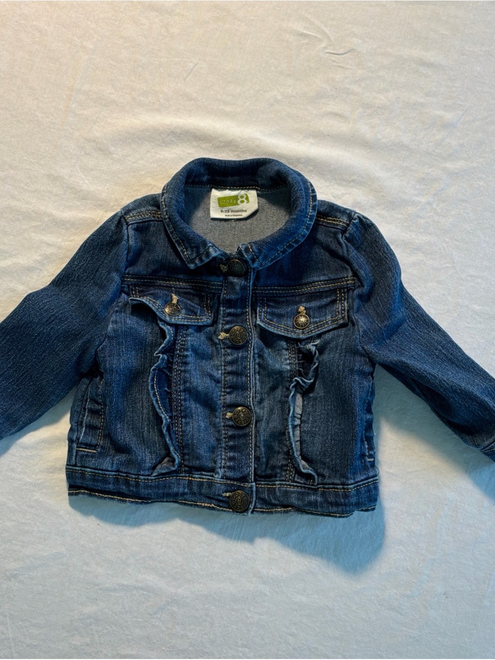 Crazy 8 Baby Girl Ruffle Denim Jacket Sz 6-12 Months Adorable